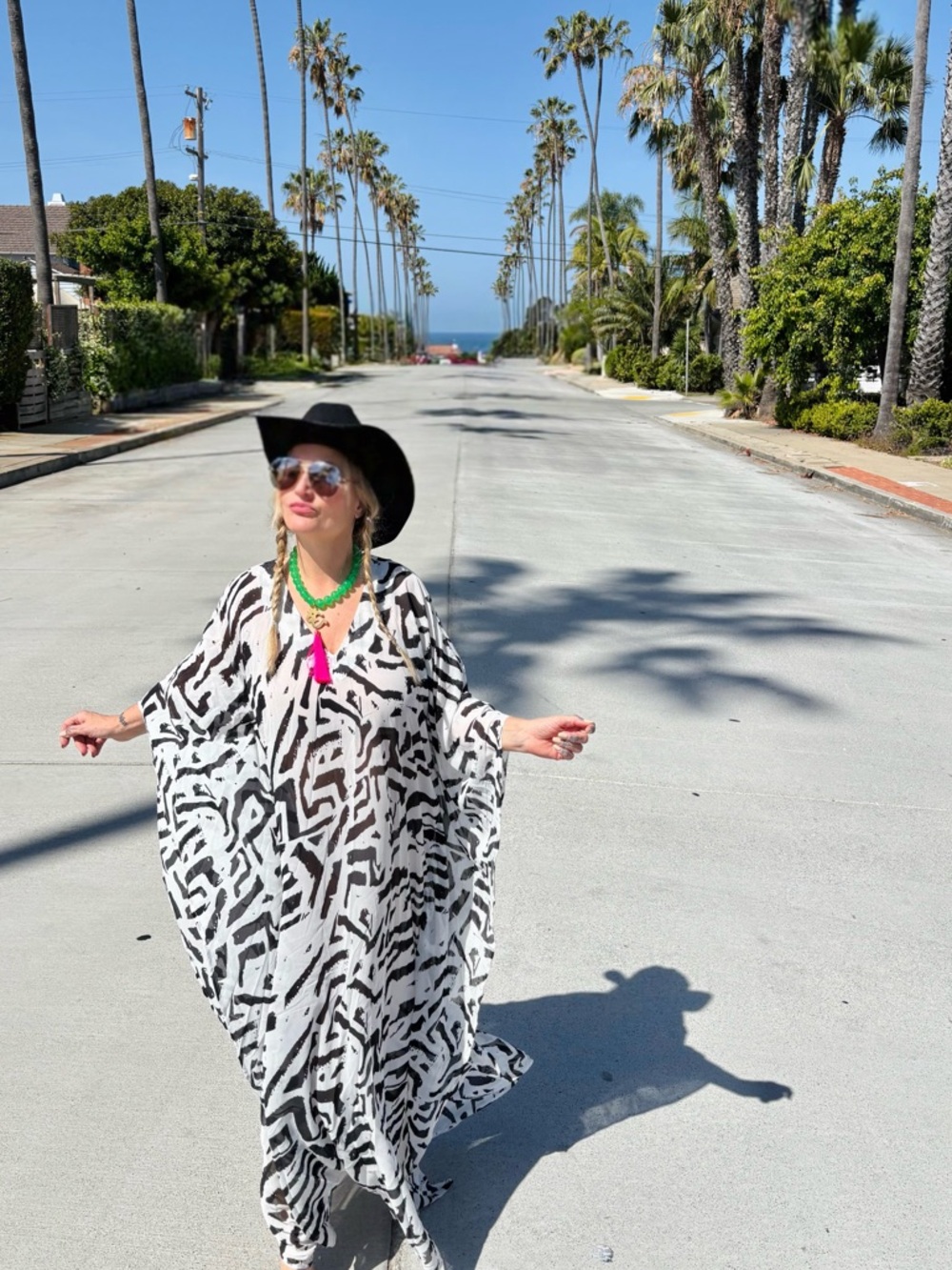 Black & White Abstract Maxi Kaftan